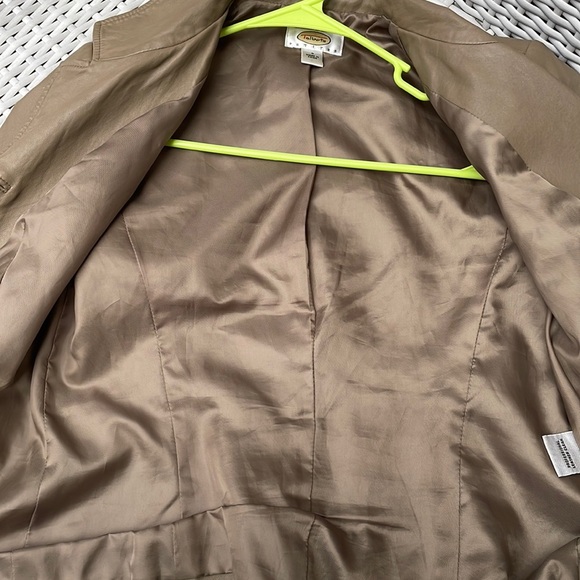 Talbots Petite Tan/ Taupe Leather Blazer/Jacket Size 4 - Picture 11 of 12